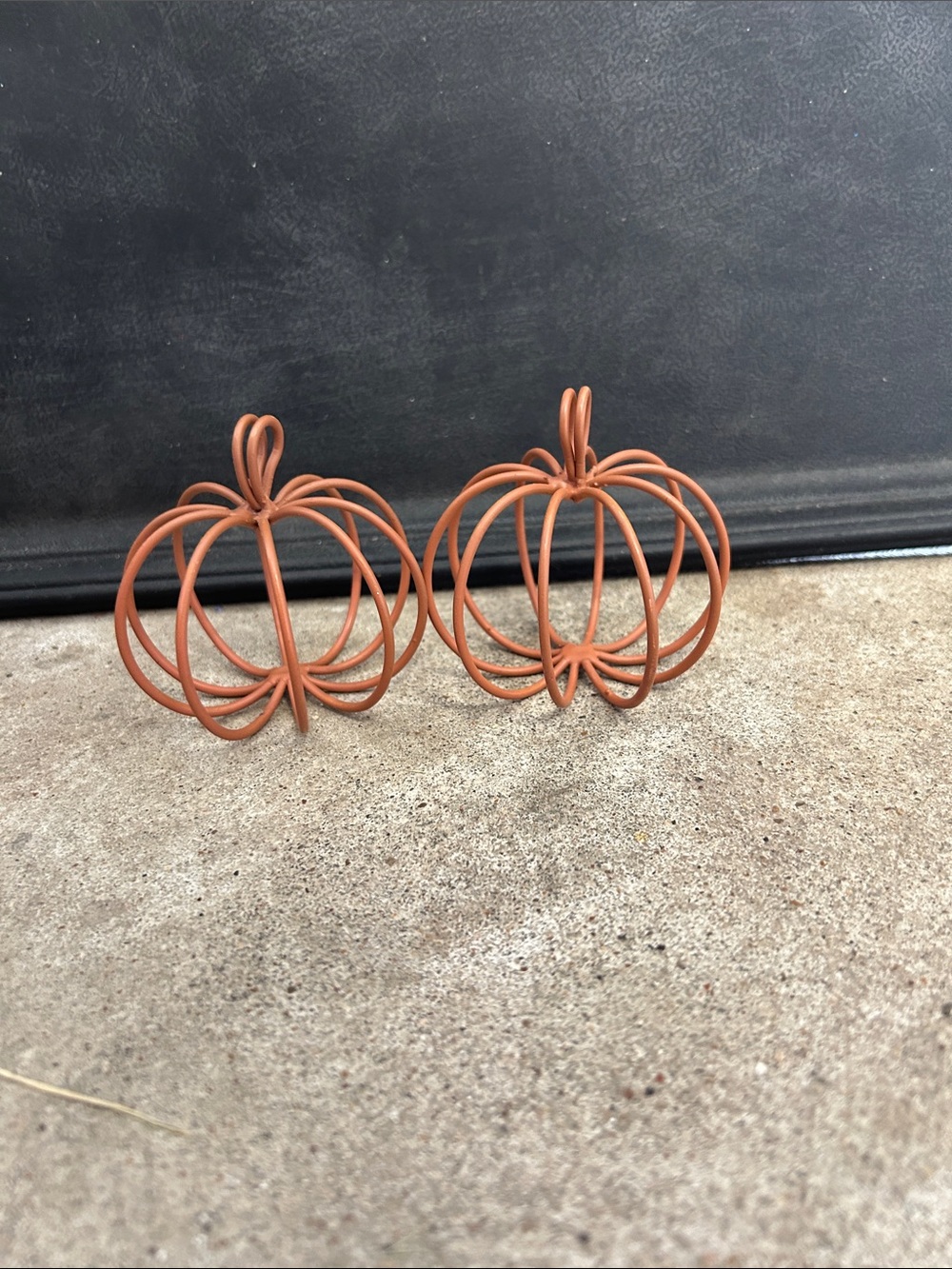 Rust Orange Wire Pumpkin Pair